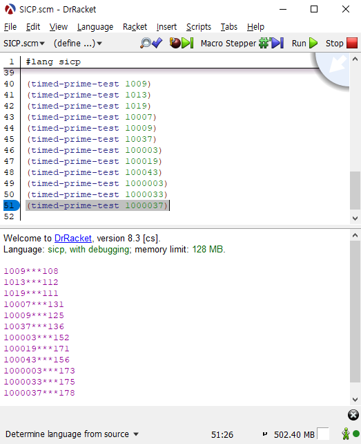 시간복잡도와 얼추 일치하는 실행 시간