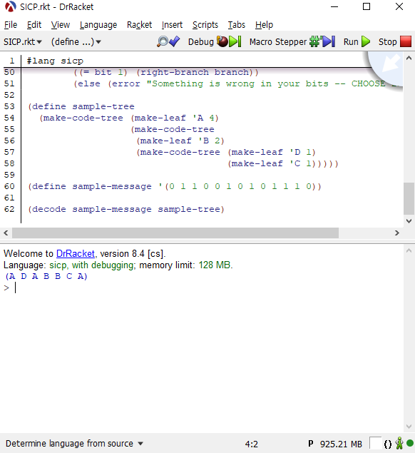 디코딩 결과 A D A B B C A